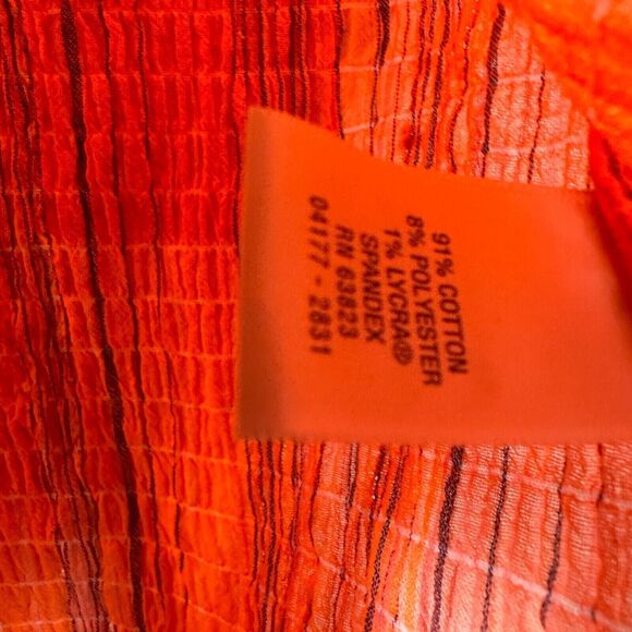CJ Banks Womens Button Up Top Long Sleeve Stripes Orange Plus Size 1X - Picture 7 of 10